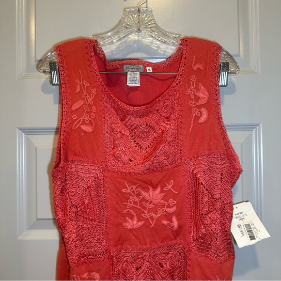 NWT Stonebridge Coral Knit Embroidered/Lace Accent Top XL - Picture 8 of 8